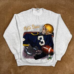 Vintage 90's Notre Dame Fighting Irish Football Crewneck Sweatshirt Adult Medium